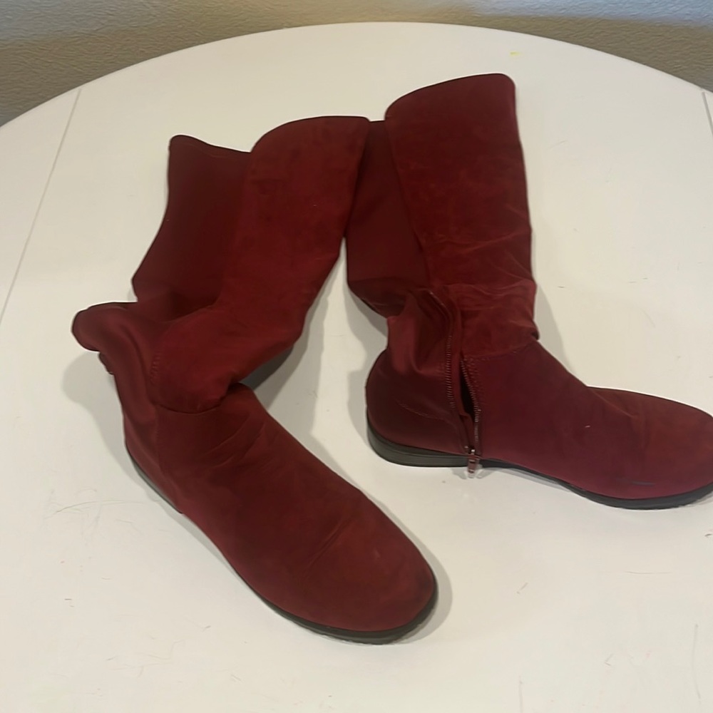 Man made suede like red over the knee Size 11 women’s boot